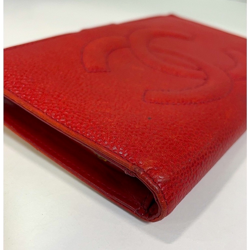 Chanel Red Caviar Leather Kiss-lock Wallet & COA - Picture 10 of 16